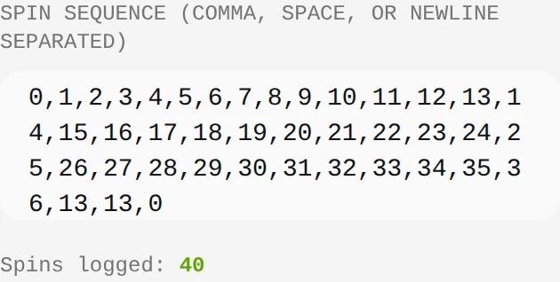 Manual analyzer input containing the constructed 40-spin sequence